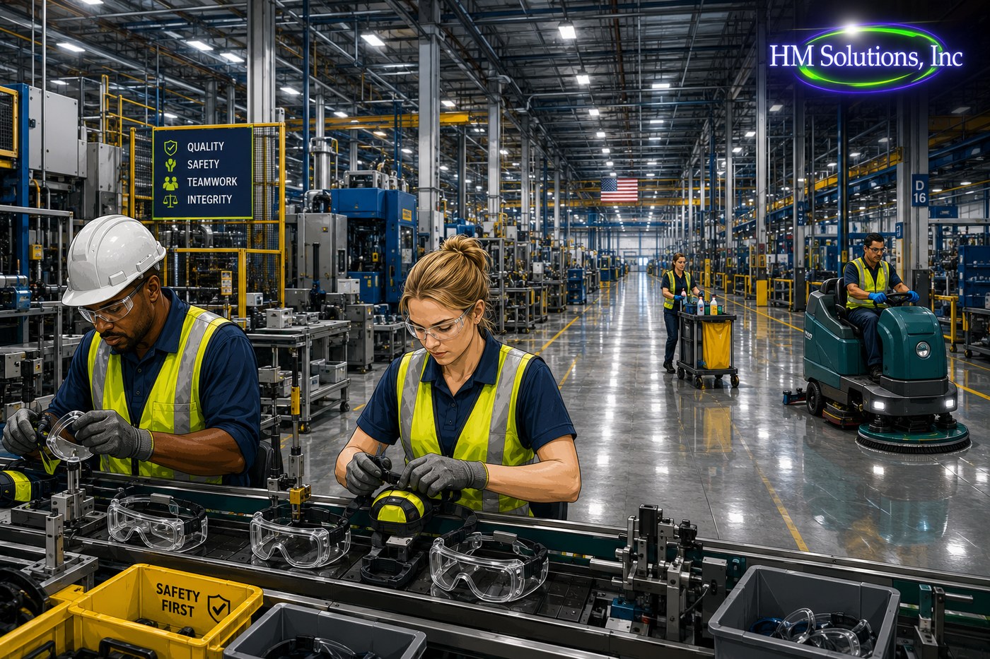 HM Solutions crew and floor care in a manufacturing plant